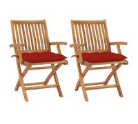Lot de 4 Chaises Pliables de Jardin avec Coussins Siège Teck Solide vidaXL
