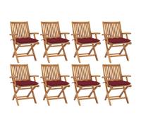 Lot de 4 Chaises Pliables de Jardin avec Coussins Siège Teck Solide vidaXL