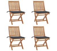 vidaXL Lot de 8 Chaises Pliables de Jardin avec Coussins, Sièges de Terrasse, Chaises de Salle à Manger, Meubles de Patio Extérieur, Teck Solide G