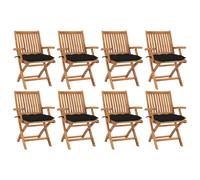 Lot de 4 Chaises Pliables de Jardin avec Coussins Siège Teck Solide vidaXL