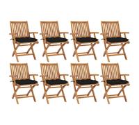 Lot de 4 Chaises Pliables de Jardin avec Coussins Siège Teck Solide vidaXL