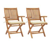 vidaXL Lot de 8 Chaises Pliables de Jardin avec Coussins, Sièges de Terrasse, Chaises de Salle à Manger, Meubles de Patio Extérieur, Teck Solide G