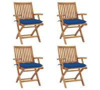Lot de 4 Chaises Pliables de Jardin avec Coussins Siège Teck Solide vidaXL