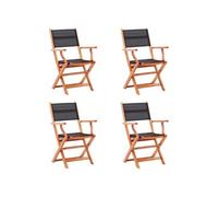 Lot de 4 chaises pliables de jardin - Noir Eucalyptus et textilène