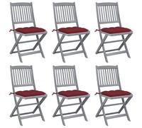 Lot de 4 Chaises Pliables d'Extérieur avec Coussins Siège Bois d'Acacia vidaXL