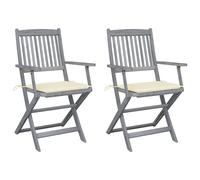 Lot de 4 Chaises Pliables d'Extérieur avec Coussins Siège Bois d'Acacia vidaXL