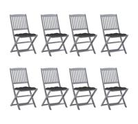 Vidaxl Chaises Pliables D'extérieur 8 Pcs Avec Coussins Bois D'acacia