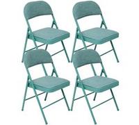 PEGANE Lot de 4 Chaises Pliante avec Structure en métal, Assise et Dossier Coloris Vert - Longueur 46,5 x Profondeur 46,5 x Hauteur 79,5 cm