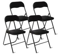 Lot de 4 chaises pliante en velours ""Easy"" Atmosphera - 52x44x79 - Noir