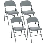 Lot De 4 Chaises Pliantes Assise Dossier Rembourrés Acier Velours Gris