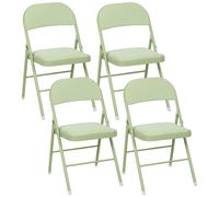 Lot De 4 Chaises Pliantes Assise Dossier Rembourrés Acier Velours Vert Vert