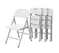 Lot de 4 Chaises pliantes blanches Plastique renforcé Chaise d'appoint Intérieur/Extérieur Jardin Réception KZGarden