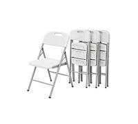 Lot de 4 Chaises pliantes blanches Plastique renforcé Chaise d'appoint Intérieur/Extérieur Jardin Réception KZGarden