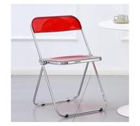 Lot de 4 chaises pliantes en acrylique, structure chromée électroplaquée, légères, portables et empilables, idéales for les repas en intérieur et en extérieur, les événements et les fêtes - Ambre(Red)