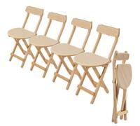 Lot de 4 chaises pliantes en bois et rotin avec dossier - Tabouret de bar polyvalent pour la maison, le bureau, le salon, le camping, le jardin - Aucune installation nécessaire