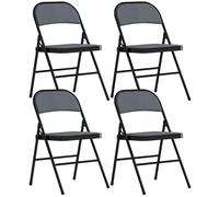 Lot de 4 chaises pliantes - HOMCOM - portables - siège rembourré en velours côtelé et cadre en acier - gris