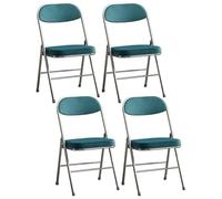 Lot de 4 chaises pliantes rembourrées modernes sans accoudoirs pour salle à manger, finition mate, parfaites pour les salons de thé et les cuisines Bleu