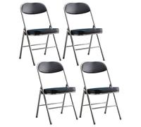 Lot de 4 chaises pliantes rembourrées modernes sans accoudoirs pour salle à manger, finition mate, parfaites pour les magasins de thé au lait, les cuisines et les salons (noir)