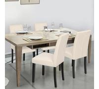 IDMarket – Lot de 4 chaises POLGA capitonnées en velours beige, pieds noirs