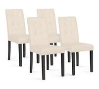 IDMarket – Lot de 4 chaises POLGA capitonnées en velours beige, pieds noirs
