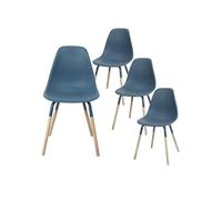 FLUK - Lot de 4 Chaises Polypropylène Bleu et Bois - Altobuy Bleu