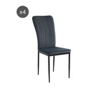 BAÏTA - Chaises Poppy Velours Gris Anthracite Lot de 4