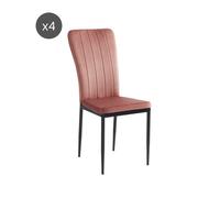 Lot de 4 chaises POPPY velours rose pieds en métal noir
