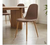 Lot de 4 chaises PUNTA de Salle à Manger, Assise en Tissu Brun Foncé, Design Scandinave pour Table à Manger