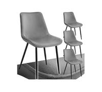 Chaise - TECTAKE - Lot de 4 fauteuils MONROE aspect velours et ergonomique pieds en acier noir 48 x 59 x 82 5 cm - Gris