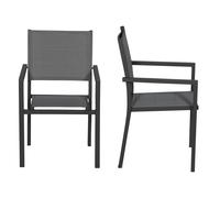 Happy Garden Lot de 4 chaises rembourrées en Aluminium Anthracite - textilène Gris