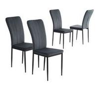 Lot de 4 chaises repas MAGDA 56,5x42x96,5 cm en velours anthracite gris G
