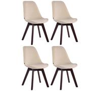 Lot de 4 Chaises Retro Borneo V2 en Velours avec Pieds En Bois solide , Crème-Noyer