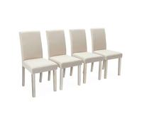Lot de 4 chaises - Rita - chaises en tissu. pieds en bois cérusé. beige