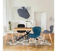IDMarket - Lot de 4 chaises ROBINE en Tissu Mix Color Bleu, Gris, Beige et Noir