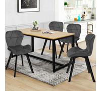 Lot De 4 Chaises Robine En Velours Gris Foncé Pieds Noirs Gris