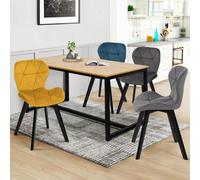 IDMarket - Lot de 4 chaises de bureau ROBINE en bois non pliables H. 79 cm intérieur bleu
