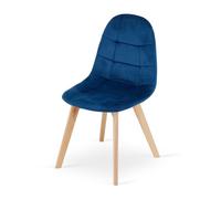 Lot de 4 chaises - Salle à manger - Bureau - Salon - Chaise en velours 4 pcs - Pieds en bois de hêtre - Blue