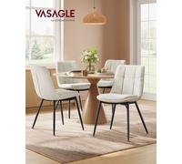 Lot De 4 Chaises Salle À Manger, Chaise De Cuisine Rembourrée, Chenille, Jusqu¿À 120 Kg, Double Coussin, Pieds En Métal, Moderne, Pour Salle À Manger, Cuisine, Blanc Crème