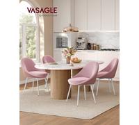 Lot De 4 Chaises Salle À Manger, Supportant Jusqu¿À 120 Kg, Coussin Rembourré 5,5 Cm D¿Épaisseur, Pieds Évasés, Pour Bureau, Salon, Rose Bonbon Et Blanc Nuage