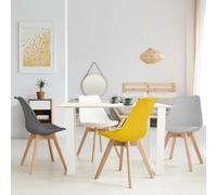 IDMarket Chaises scandinaves SARA Lot de 4 Gris foncé, Gris clair, Blanc et Jaune