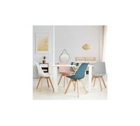 IDMarket - Lot de 4 chaises scandinaves SARA - Mix couleurs pastel (rose, blanc, gris clair, bleu)