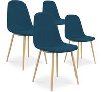 Lot de 4 chaises scandinave Bali tissu bleu canard