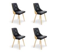 Lot de 4 Chaises Scandinave ""Cargo"" 79cm Chêne & Noir