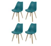 Lot de 4 chaises scandinave ""Emy"" - Bleu canard - L 45 x P 58 x H 82 cm