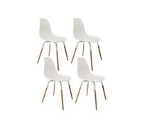 Toilinux - Lot de 4 Chaises scandinave Phenix en polypropylène et métal - Blanc - Phenix Blanc