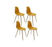 Toilinux - Lot de 4 Chaises scandinave Phenix en polypropylène et métal - Jaune Moutarde - Phenix jaune G