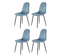 Lot de 4 chaises scandinave velours bleu et pieds métal noir - BIBA Meubletmoi