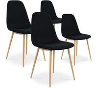 Lot de 4 chaises scandinaves Bali tissu Noir