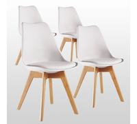 Lot De 4 Chaises Scandinaves Blanches Lorenzo - Assise Rembourrée - Salle À Manger, Cuisine, Chambre Blanc