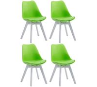Lot de 4 Chaises Scandinaves Borneo V2 Similicuir Vert-Blanc - CLP - Pieds en Bois Massif - Assise Rembourrée